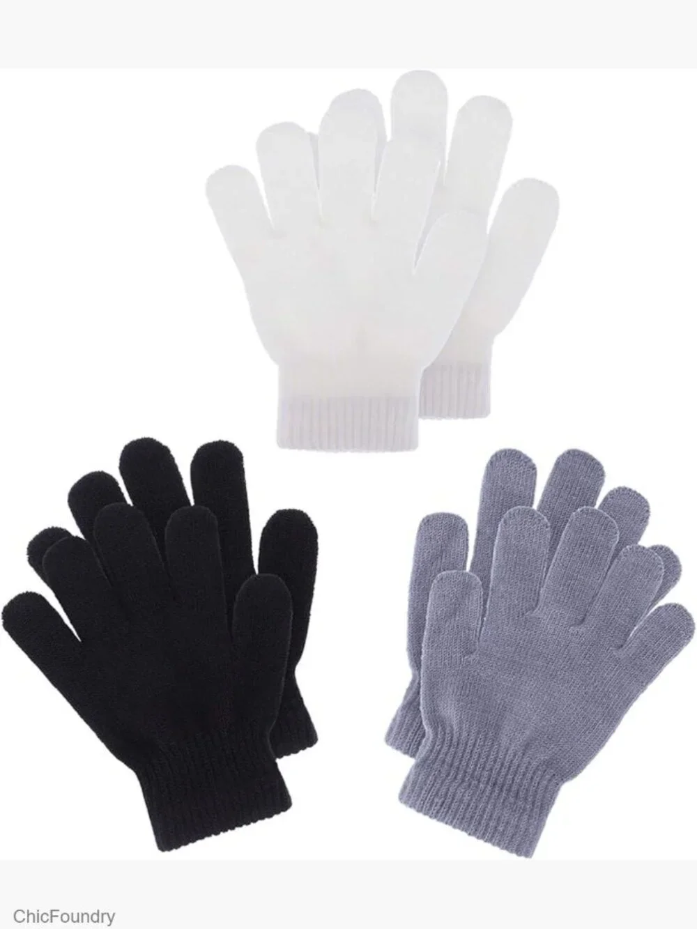 3 Pairs Toddler Winter Knitted Full Finger Mittens for Boys Girls